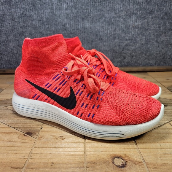 Rare Nike LunarEpic Men's 9.5 Flyknit Crimson / Black818676-008 Sock Fit Shoes